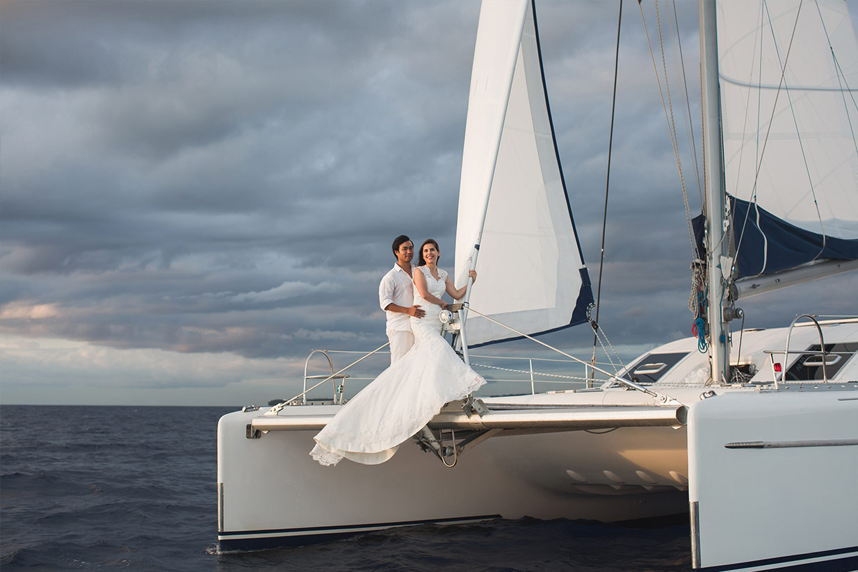 Yacht wedding celebration on the Mediterranean Sea