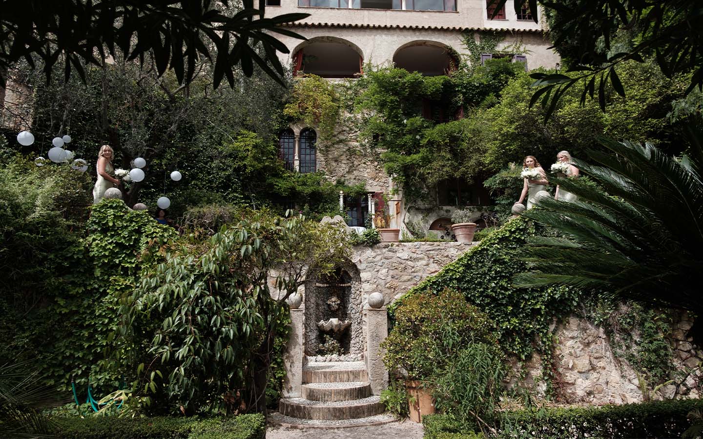 Elegant garden party wedding setup at a Provençal estate