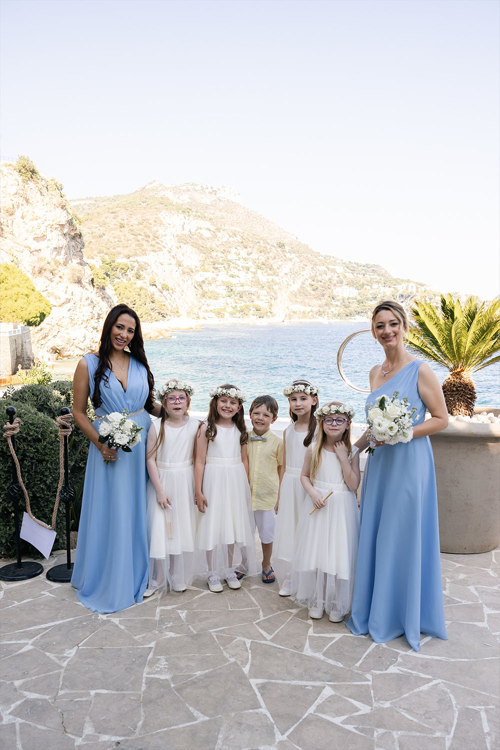 flower girl and bridesmaid at South of France wedding